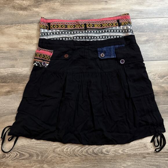 Desigual Black Embroidered Butterfly Skirt Women’s Size 38 Boho Patchwork - Picture 8 of 8